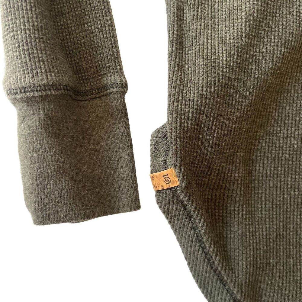 Tentree Shirt Women M Green Thermal Waffle Knit Long Sleeve John Organic 10 Tree - Picture 6 of 8